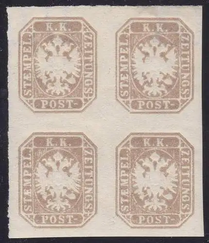 1863 LOMBARD VENETO, G 11 (1,05 kr.) graubraun QUARTINA 3/**1/*