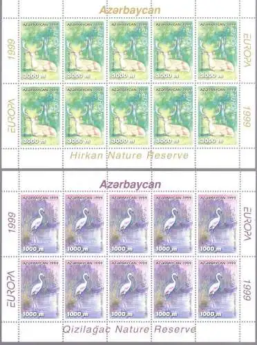 1999 EUROPA CEPT Aserbaidschan 2 Minifogli 10 Val Naturparks postfrisch**