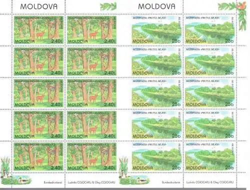 1999 EUROPA CEPT Moldawien/Moldawien 2 Minifogli 10 Val Naturparks postfrisch**