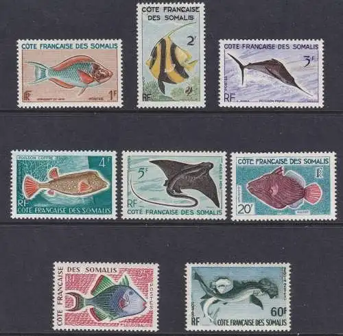 1959-60 COTE DES SOMALIS - Yvert Nr. 292/303 8 Werte FISCHE POSTFRISCH/**