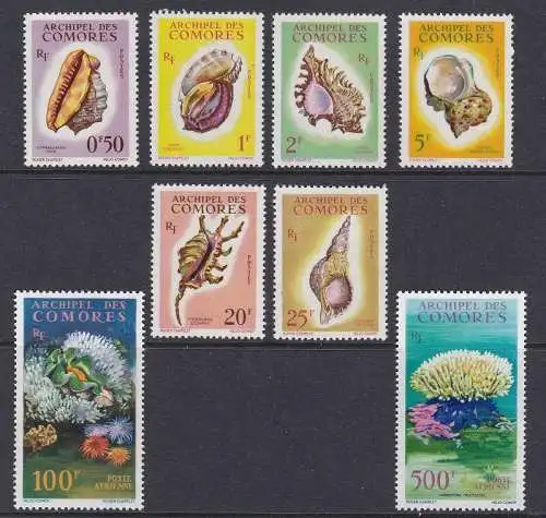 1962 Komoren - Yvert Nr. 19/24 + PA 5/6 - Meeresfauna und Muscheln - 8 mnh/** Werte