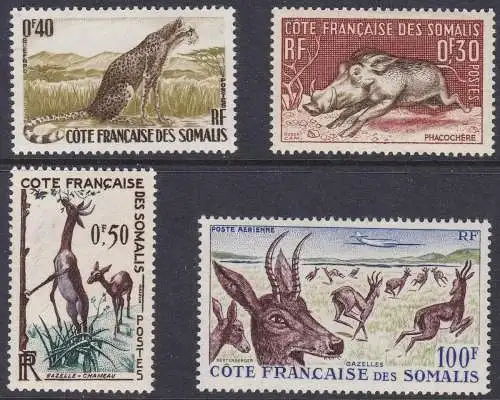 1958 COTE DES SOMALIS - Yvert n. 287/289 + PA 26 4 Werte mnh/**