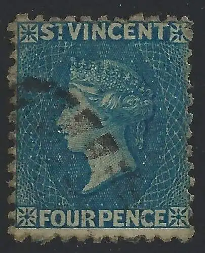 1866 ST. VINCENT - SG Nr. 6 4d. tiefblau GEBRAUCHT