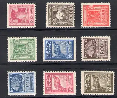 1929 ÄGÄIS, Nr. 3/11, Serie Pittorica gezahnt 11, 9 MNH-Werte **