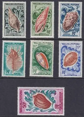 1962-63 WALLIS AND FUTUNA - Muscheln, Yvert Nr. 162/167+PA 18 7 MNH/** Werte