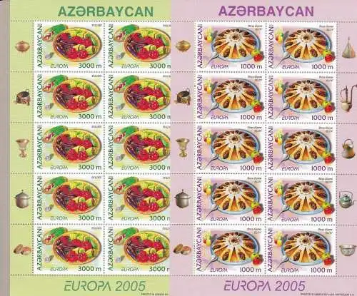 2005 EUROPA CEPT, Aserbaidschan 2 Minifili mit 10 Werten Gastronomie postfrisch**