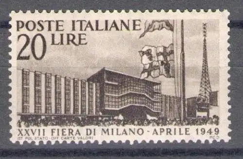 1949 Italien - Republik - 27 Mailänder Messe, 1 Wert Nr. 598 - postfrisch**