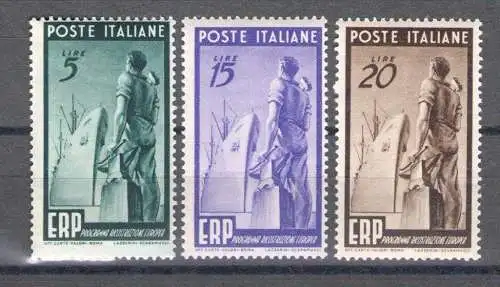 1949 Italien - Republik, ERP (Reconstruction Europe) 3 VAL Nr. 601/603 postfrisch**