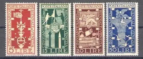 1949 Italien - Republik, Fünfzigjähriges Biennale Venedig, 4 Werte, Nr. 594/97, postfrisch**