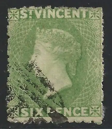 1877 ST. VINCENT - SG Nr. 23 6d. pale green GEBRAUCHT