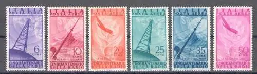 1947 Italien - Republik, Luftpost, Radio 6 Werte, A136-141, mnh**