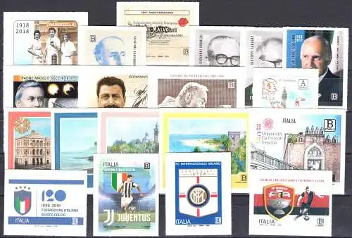 2018 Italien Republik, Vollständiges Jahr 58 Werte + 1 Blatt (100 Jahre Aula Montecitorio) neue Briefmarken, postfrisch**