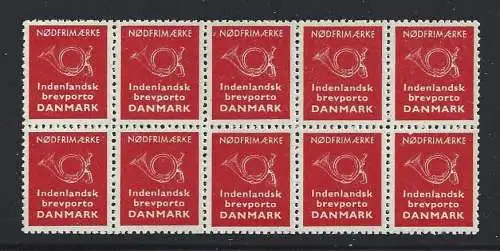 1991 Dänemark - Notmarken Nr. 1 10er Block - postfrisch**