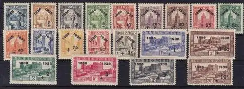 1938 TUNESIEN/TUNESIEN - Yvert Nr. 185/204 20 MLH/* Werte