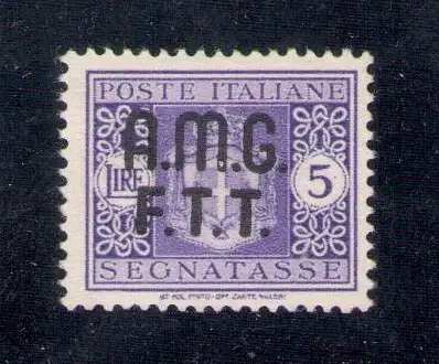 1947 TRIEST A Signatasse 5 Lire violett ohne Wasserzeichen zentriert 4A Cilio