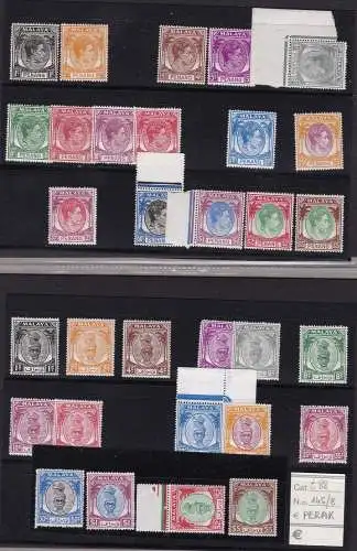 1949-55 Malaysische Staaten - Menge Sets (10) nicht fertiggestellt + Kedah postfrisch/** £ 1.275