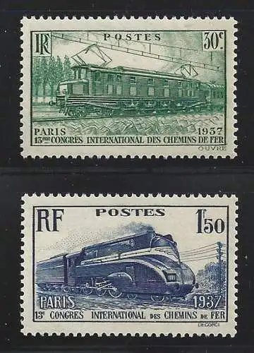 1937 FRANKREICH - Nr. 339/340 Eisenbahnen - 2 Werte - postfrisch**