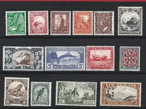 1935-36 NEUSEELAND, Stanley Gibbons Nr. 556/569 - 14 Werte - MH*