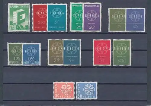 1959 EUROPA CEPT, kompletter Jahrgang, neue Briefmarken, 8 Länder 15 Werte, postfrisch**