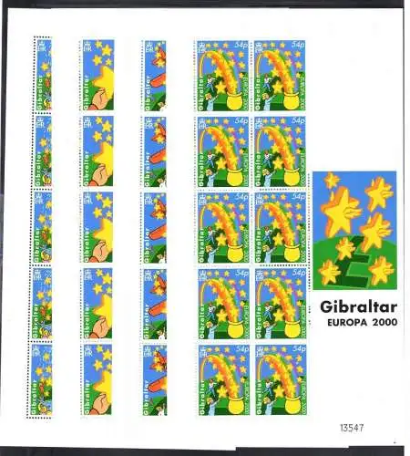 2000 EUROPA CEPT Gibraltar/Gibraltar 4 Minif 10 Val Jugend und Zukunft mnh**