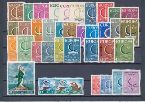 1966 EUROPA CEPT, komplettes Jahr, neue Briefmarken, 19 Länder 37 Werte, postfrisch**