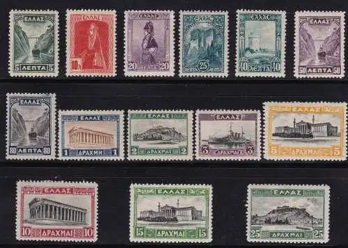 1927 Griechenland Griechenland, Nr. 348/361 Satz 14 Werte MH/*