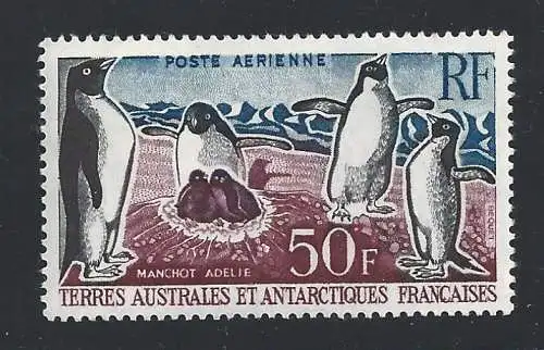 1963 TAAF - Pinguin 50 Franken violett - Yvert Luftpost Nr. 5 - postfrisch **