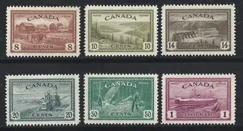 1946 KANADA - SG 401/406 Friedenswirtschaft 6 Werte postfrisch /**