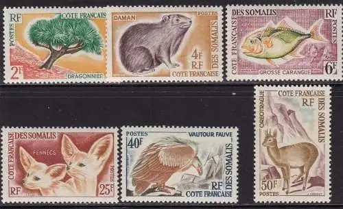 1962 COTE DES SOMALIS, Yvert n. 305/310 postfrisch/**