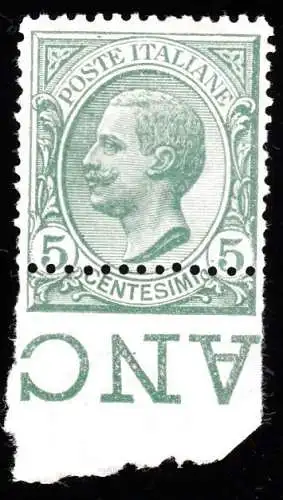 1906 Königreich Italien, Nr. 81ia Leoni 5 Cent. grün postfrisch/** varette'