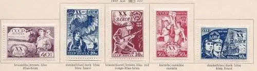 1938 RUSSLAND, Kommunistischer Jugendbund, Nr. 685/689 Serie mit 5 Werten, MH*