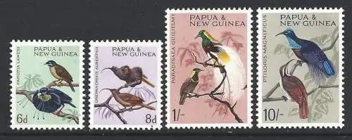 1964-65 PAPUA NEUGUINEA - Ordinaria Elisabeth, Vögel, Yv. Bruchstücke 62/72 4 MNH/** Werte