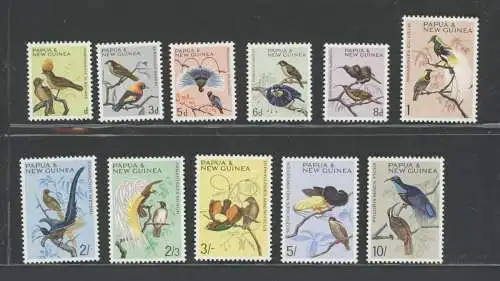 1964-65 PAPUA NEUGUINEA - Uccelli - Yvert und Tellier Nr. 62/72 - 11 Werte - postfrisch**