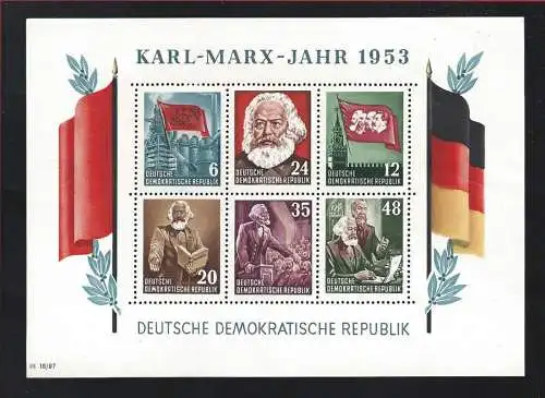 1953 DDR - Karl Marx - Blatt Nr. 8A postfrisch/**