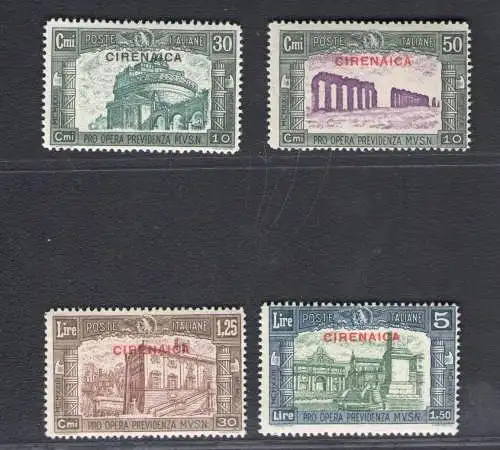 1930 Kyrenaika, Pro Opera Milizia III, Nr. 68/71, 4 Werte, postfrisch** Geprüft