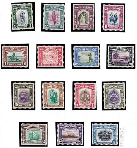 1939 NORTH BORNEO - Stanley Gibbons Nr. 303/317 Set 15 MLH*