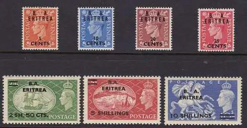 1951 ERITREA Occ. Englisch, Nr. 27/33 7 MNH/** Werte