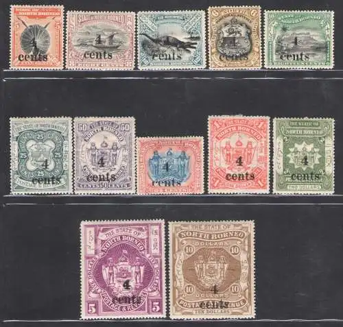 1904-05 NORTH BORNEO - SG 146/157 12 MH/* Werte