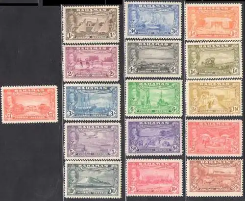 1946 BAHAMAS - Stanley Gibbons Nr. 178-193 - 16 Werte - MH* - MNH**