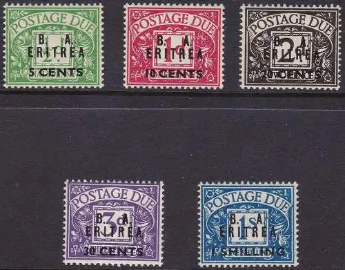 1950 BMA ERITREA, T 6/10 5 MNH Werte / ** INTEGRIERTER GUMMI