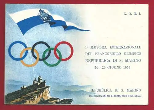 1955 San Marino, PA Nr. 114/115 Karton der CONI Olympische Briefmarke