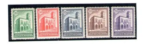 1932 SAN MARINO Palazzetti Nr. 159/163 MNH** Raybaudi zertifiziert