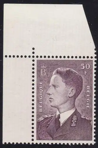 1952 Belgien - König Balduvin - COB-Katalog Nr. 879 - 50 Franken brauner lila - postfrisch** - Blattecke