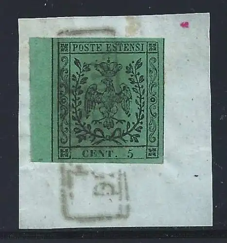 1852 MODENA Nr. 1 gebraucht auf Fragment GUTE RÄNDER