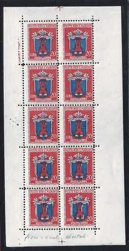 1945 SAN MARINO, MF Nr. 2 mnh** VARIETÄT BLUME UND SCHILD VERSCHOBEN