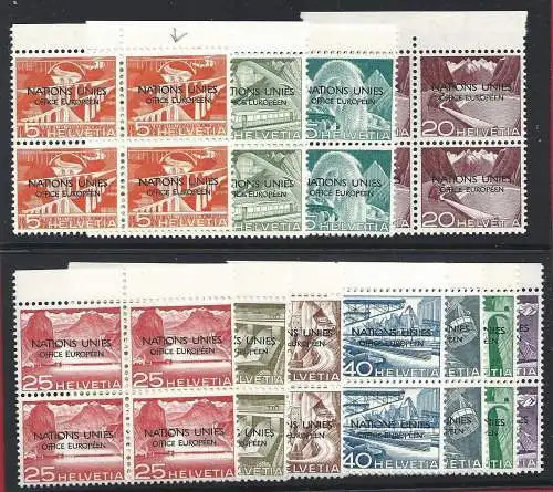 1950 SCHWEIZ, Zum UNO Nr. 1-11 mnh/** quartina