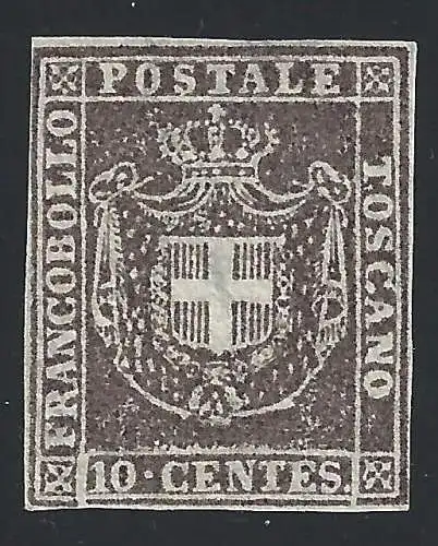 1860 TOSKANA, Nr. 19 10 Cent. braun (sg)/(*) E.Diena Zertifikat