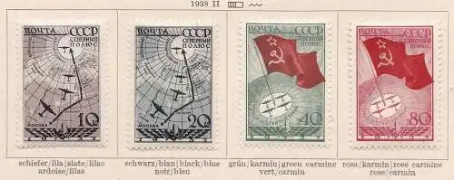 1938 RUSSLAND, Luftfracht zum Nordpol, Nr. 617/620 Serie mit 4 Werten, MH*