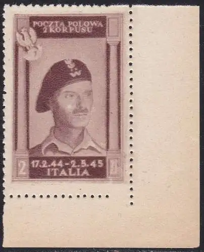 1946 POLNISCHER KORPS, Nr. 8a NEU OHNE GUMMI (*) Blond zertifiziert