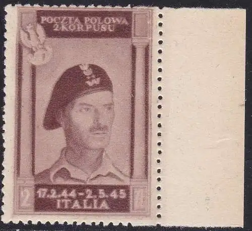 1946 POLNISCHER KORPS, Nr. 8a NEU OHNE GUMMI (*) Blond zertifiziert